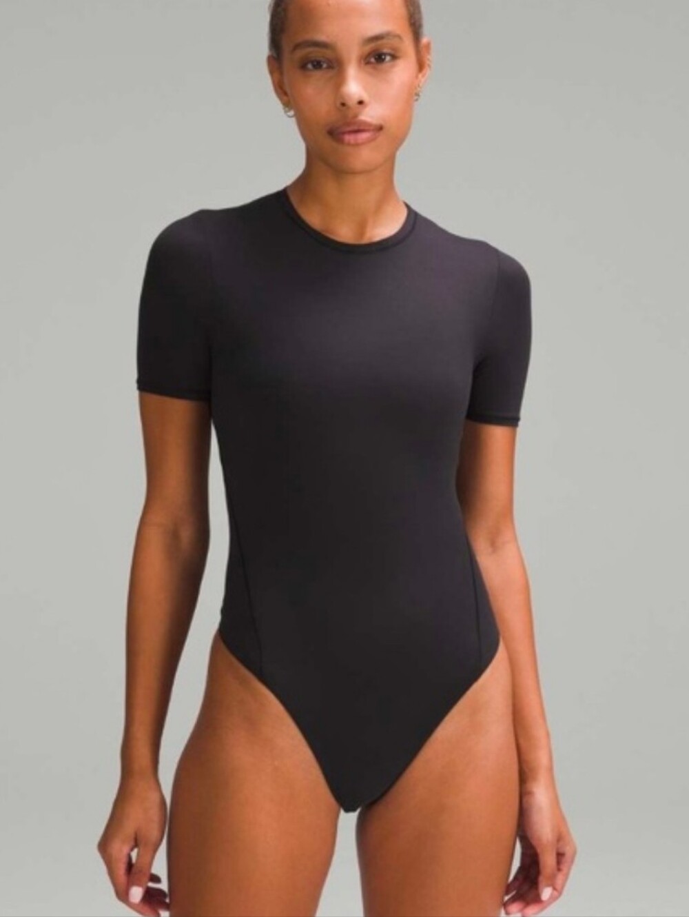 Lululemon Wundermost Ultra Soft Nulu Thong Bodysuit Short Sleeve Womens Size L